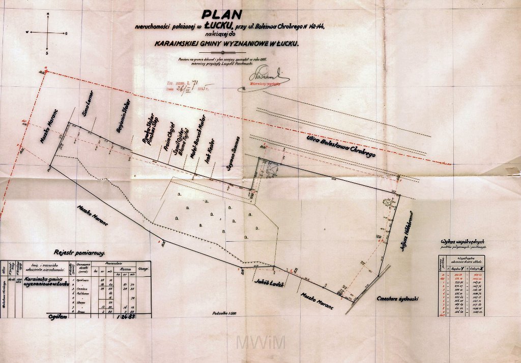 KKE 5967-2.jpg - Dok. Plan nieruchomości cmentarza karaimskiego, Łuck, ulica Bolesława Chrobrego, 1935 r.